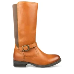 Bottes COGNAC Fille CUIR Motif Uni Fermeture éclair