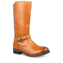 Bottes COGNAC Fille CUIR Motif Uni Fermeture éclair
