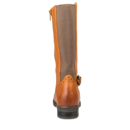 Bottes COGNAC Fille CUIR Motif Uni Fermeture éclair
