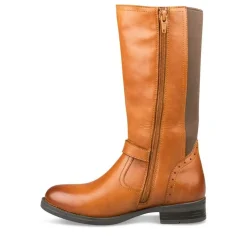 Bottes COGNAC Fille CUIR Motif Uni Fermeture éclair