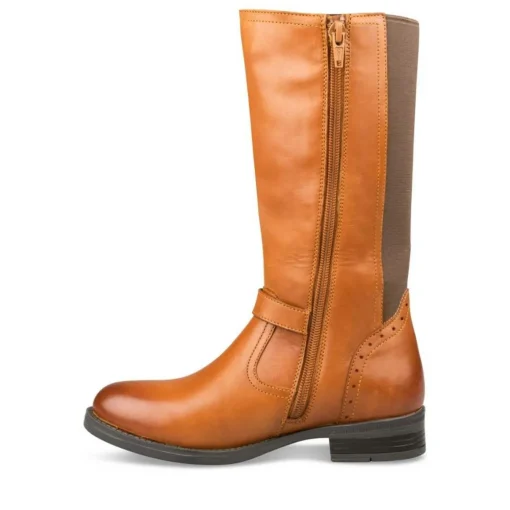 Bottes COGNAC Fille CUIR Motif Uni Fermeture éclair