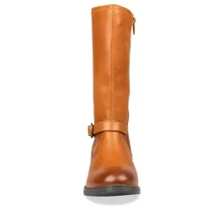 Bottes COGNAC Fille CUIR Motif Uni Fermeture éclair