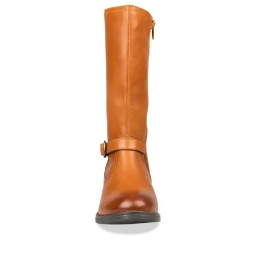 Bottes COGNAC Fille CUIR Motif Uni Fermeture éclair