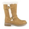 Bottes COGNAC Fille Motif Uni Fermeture éclair