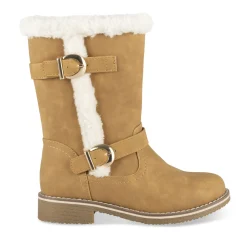Bottes COGNAC Fille Motif Uni Fermeture éclair