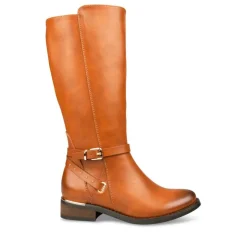 Bottes COGNAC Fille Motif Uni Fermeture éclair