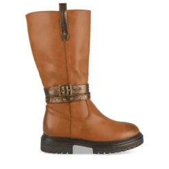 Bottes COGNAC Fille Motif Clouté Fermeture éclair