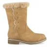 Bottes COGNAC Fille Motif Uni Fermeture éclair