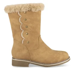 Bottes COGNAC Fille Motif Uni Fermeture éclair