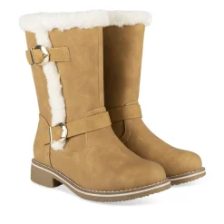Bottes COGNAC Fille Motif Uni Fermeture éclair