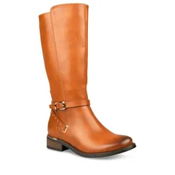 Bottes COGNAC Fille Motif Uni Fermeture éclair