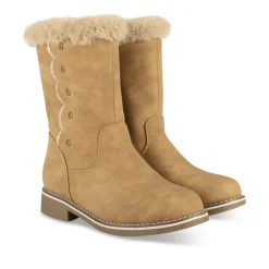 Bottes COGNAC Fille Motif Uni Fermeture éclair