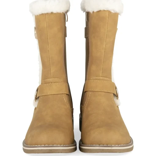 Bottes COGNAC Fille Motif Uni Fermeture éclair