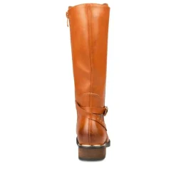 Bottes COGNAC Fille Motif Uni Fermeture éclair