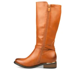 Bottes COGNAC Fille Motif Uni Fermeture éclair