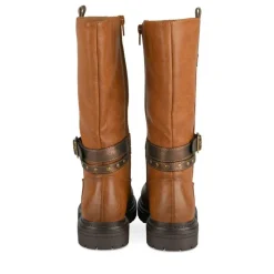 Bottes COGNAC Fille Motif Clouté Fermeture éclair