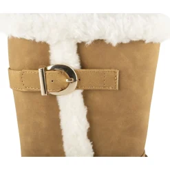 Bottes COGNAC Fille Motif Uni Fermeture éclair