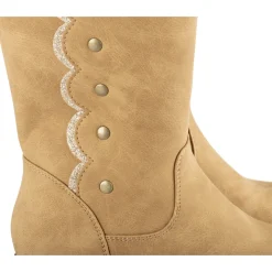 Bottes COGNAC Fille Motif Uni Fermeture éclair