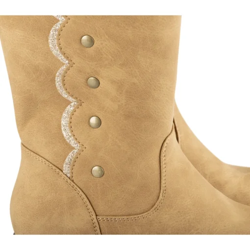 Bottes COGNAC Fille Motif Uni Fermeture éclair
