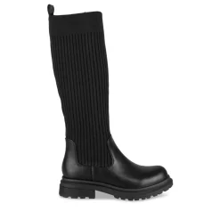 Bottes Cuissarde NOIR Fille Motif Uni A Enfiler