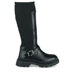 Bottes Cuissarde NOIR Fille Motif Uni A Enfiler