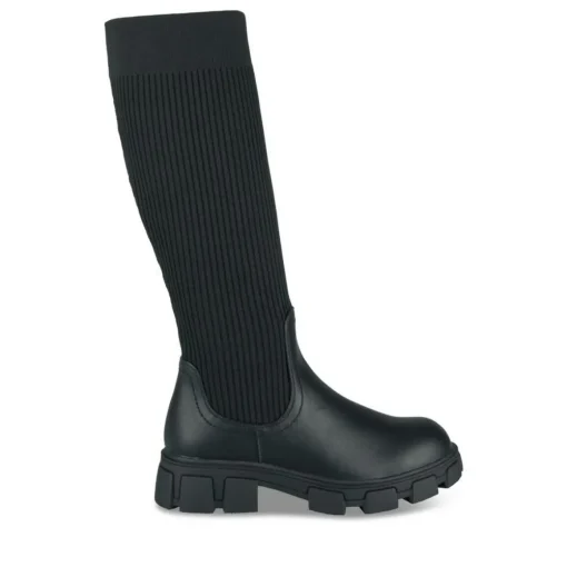 Bottes Cuissarde NOIR Fille Motif Uni A Enfiler