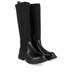 Bottes Cuissarde NOIR Fille Motif Uni A Enfiler