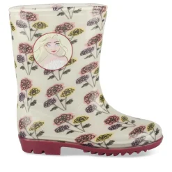 Bottes De Pluie BEIGE Fille Motif Fleuri A Enfiler