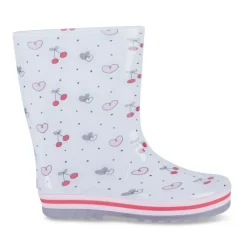 Bottes De Pluie BLANC Fille Motif Coeurs A Enfiler