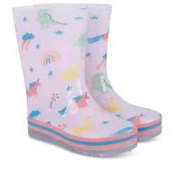 Bottes De Pluie BLANC Fille Motif Coeurs A Enfiler