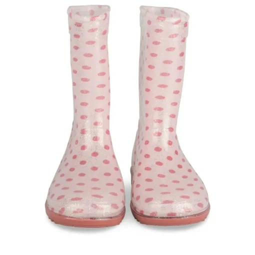 Bottes De Pluie BLANC Fille Motif A Pois A Enfiler