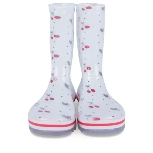 Bottes De Pluie BLANC Fille Motif Coeurs A Enfiler