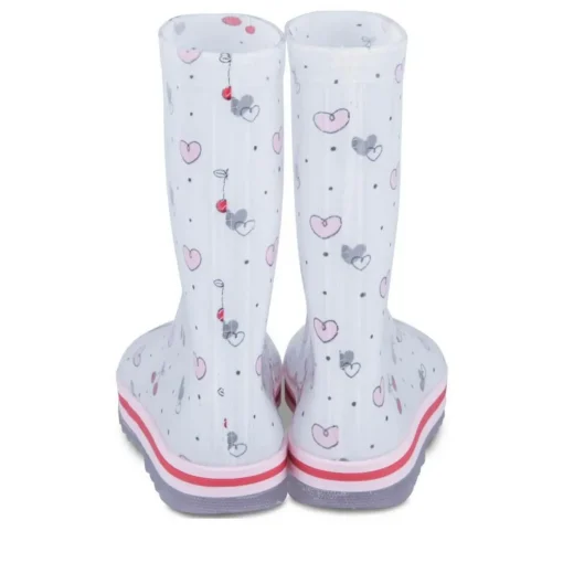 Bottes De Pluie BLANC Fille Motif Coeurs A Enfiler