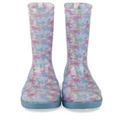 Bottes De Pluie BLEU Fille Motif Fleuri A Enfiler