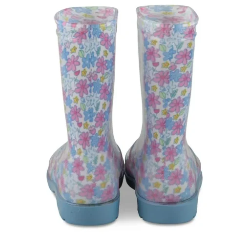 Bottes De Pluie BLEU Fille Motif Fleuri A Enfiler