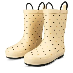 Bottes De Pluie JAUNE Fille Motif Coeurs A Enfiler