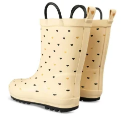 Bottes De Pluie JAUNE Fille Motif Coeurs A Enfiler