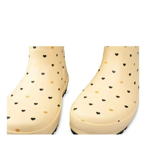 Bottes De Pluie JAUNE Fille Motif Coeurs A Enfiler
