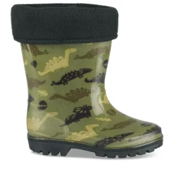 Bottes De Pluie KAKI Garçon Motif Dinosaure A Enfiler