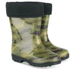 Bottes De Pluie KAKI Garçon Motif Dinosaure A Enfiler