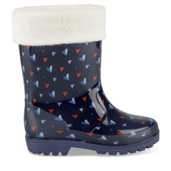 Bottes De Pluie MARINE Fille Motif Coeurs A Enfiler