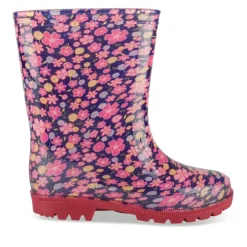 Bottes De Pluie MARINE Fille Motif Fleuri A Enfiler