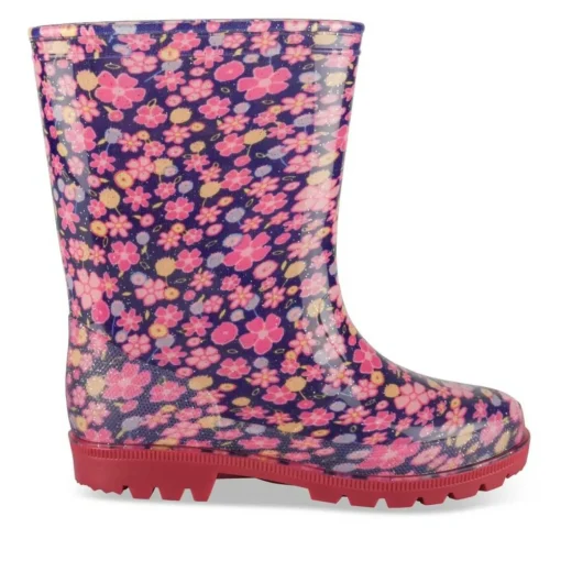 Bottes De Pluie MARINE Fille Motif Fleuri A Enfiler