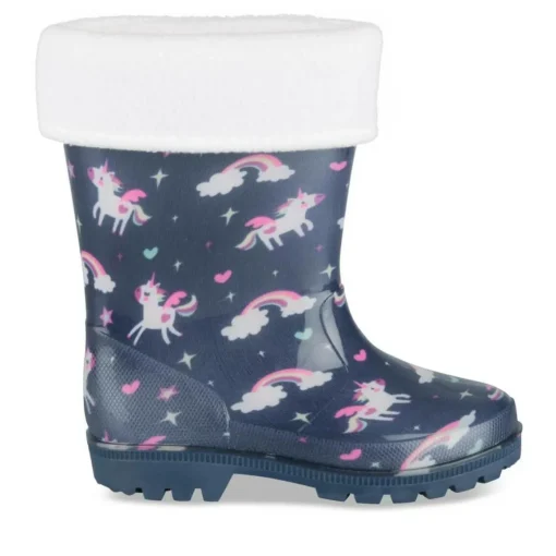 Bottes De Pluie MARINE Fille Motif Licorne A Enfiler