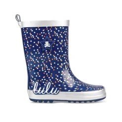Bottes De Pluie MARINE Fille Motif A Pois A Enfiler