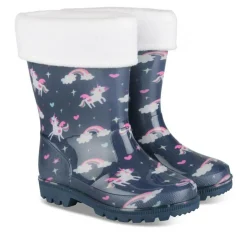 Bottes De Pluie MARINE Fille Motif Licorne A Enfiler