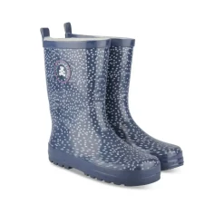 Bottes De Pluie MARINE Fille Motif A Pois A Enfiler