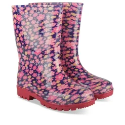 Bottes De Pluie MARINE Fille Motif Fleuri A Enfiler