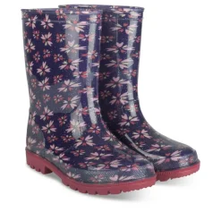 Bottes De Pluie MARINE Fille Motif Fleuri A Enfiler