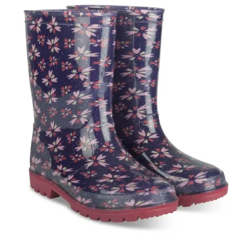 Bottes De Pluie MARINE Fille Motif Fleuri A Enfiler